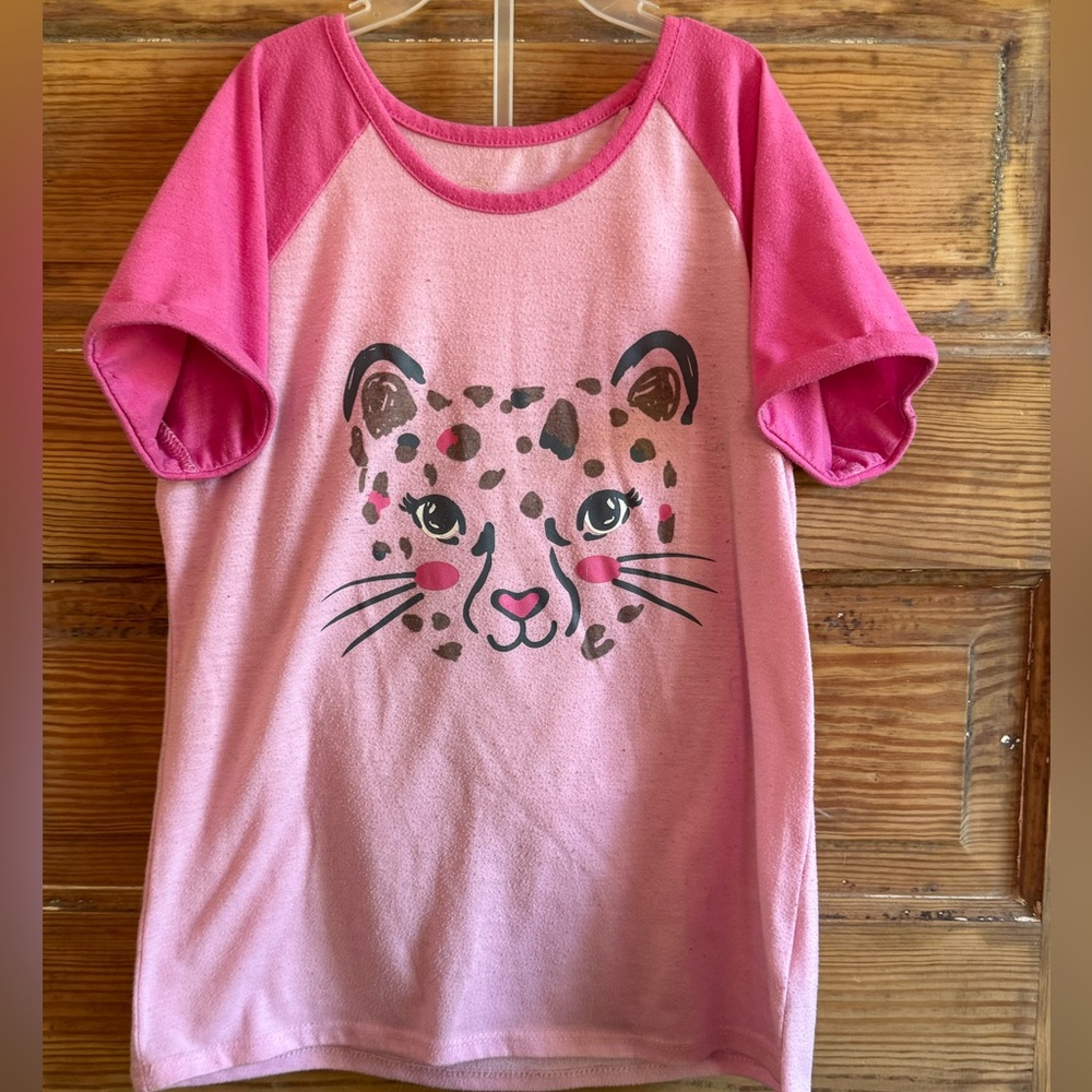 Wonder Nation Pink Leopard Print Kids Pajama Top